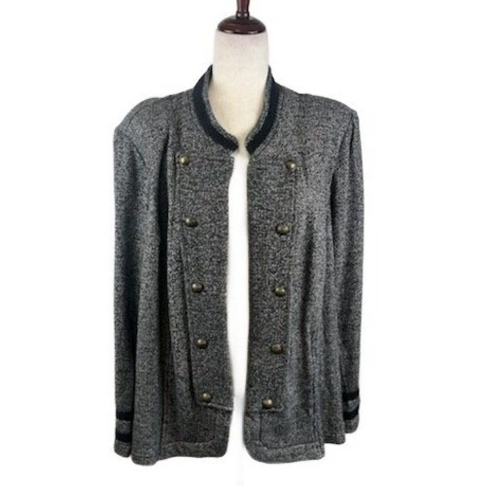 New‎ Tommy Hilfiger Women's Band Jacket Military Style Button Front Gray Size 3X